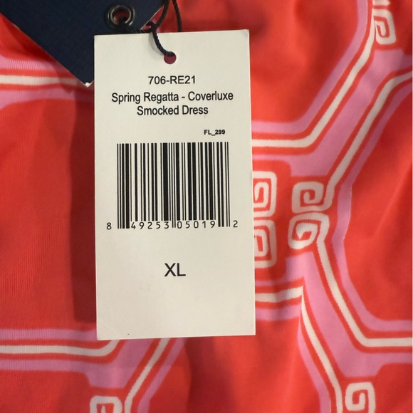 NWT Cabana Life Spring Regatta Off-the-Shoulder Smocked Dress Coverup Coral XL - Picture 5 of 16